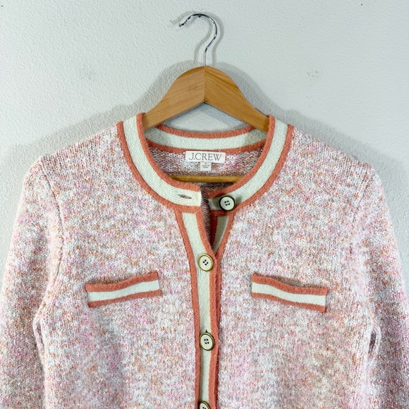 J. Crew Marled Sweater Lady Jacket Size S Pink Cream Orange Knit Preppy Spring - Picture 2 of 11